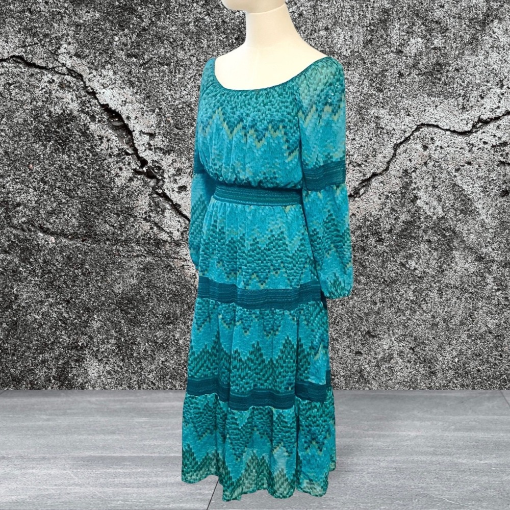 Anthropologie Fig and Flowers Bohemian Midi Dress in Blue/Green Medium - Picture 2 of 8
